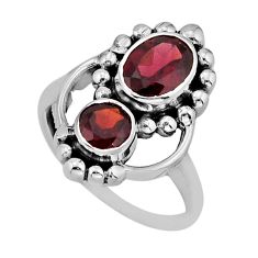 925 sterling silver 2.63cts natural red garnet oval ring jewelry size 8 y80687