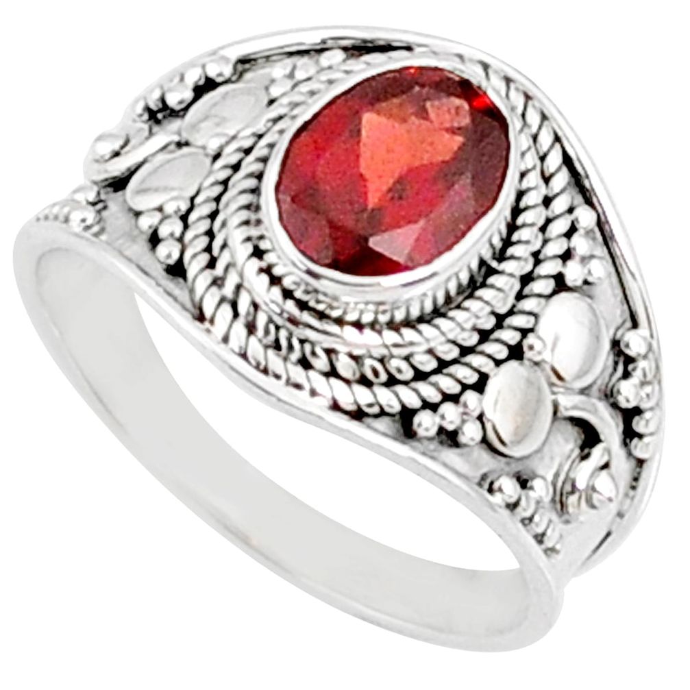 925 sterling silver 2.17cts natural red garnet oval solitaire ring size 7 r68979