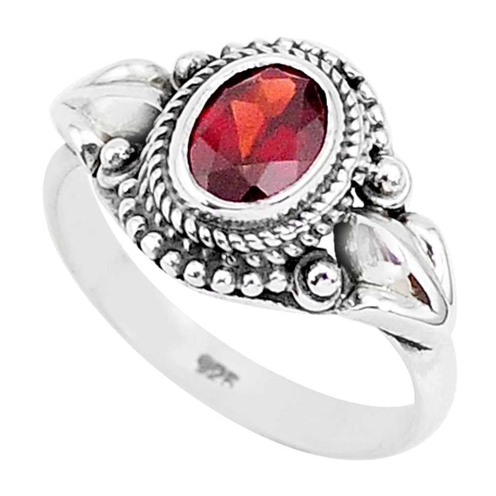 925 sterling silver 2.20cts natural red garnet oval solitaire ring size 8 r93880