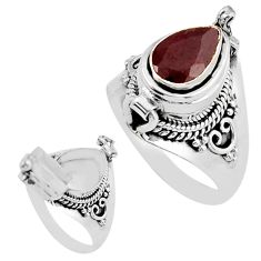 925 sterling silver 2.34cts natural red garnet poison box ring size 8.5 y44653