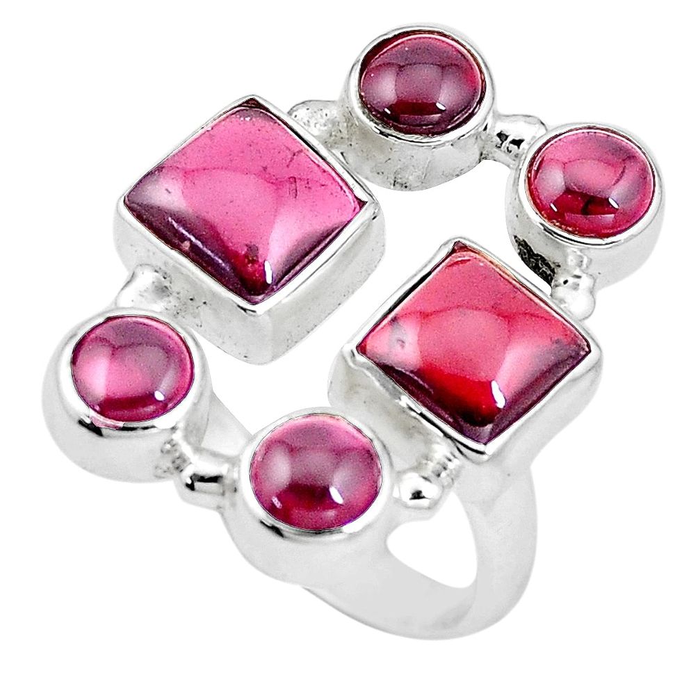 925 sterling silver 12.30cts natural red garnet ring jewelry size 7.5 p16020