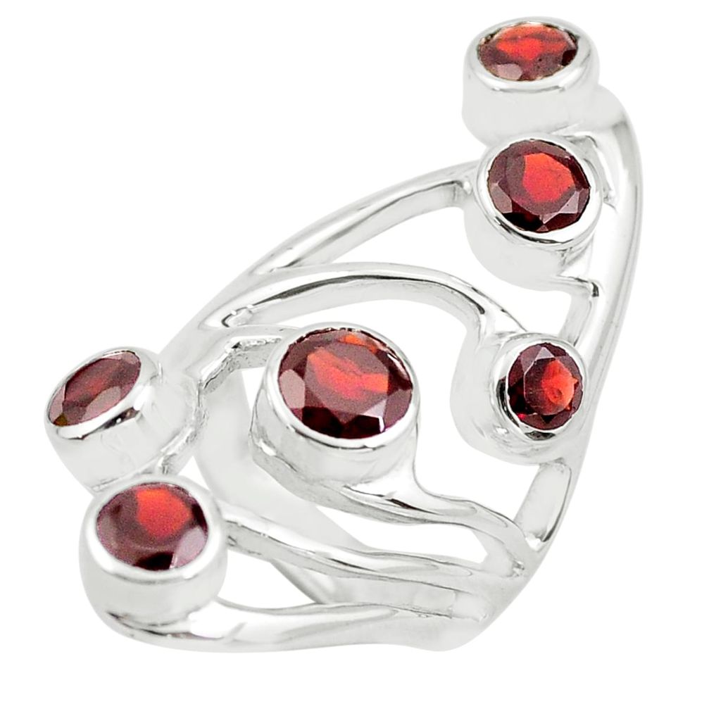 925 sterling silver 4.76cts natural red garnet ring jewelry size 9.5 p62676