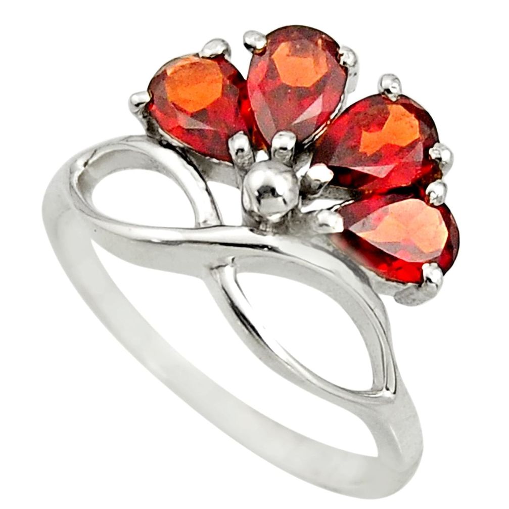 925 sterling silver 3.98cts natural red garnet ring jewelry size 8.5 r25391
