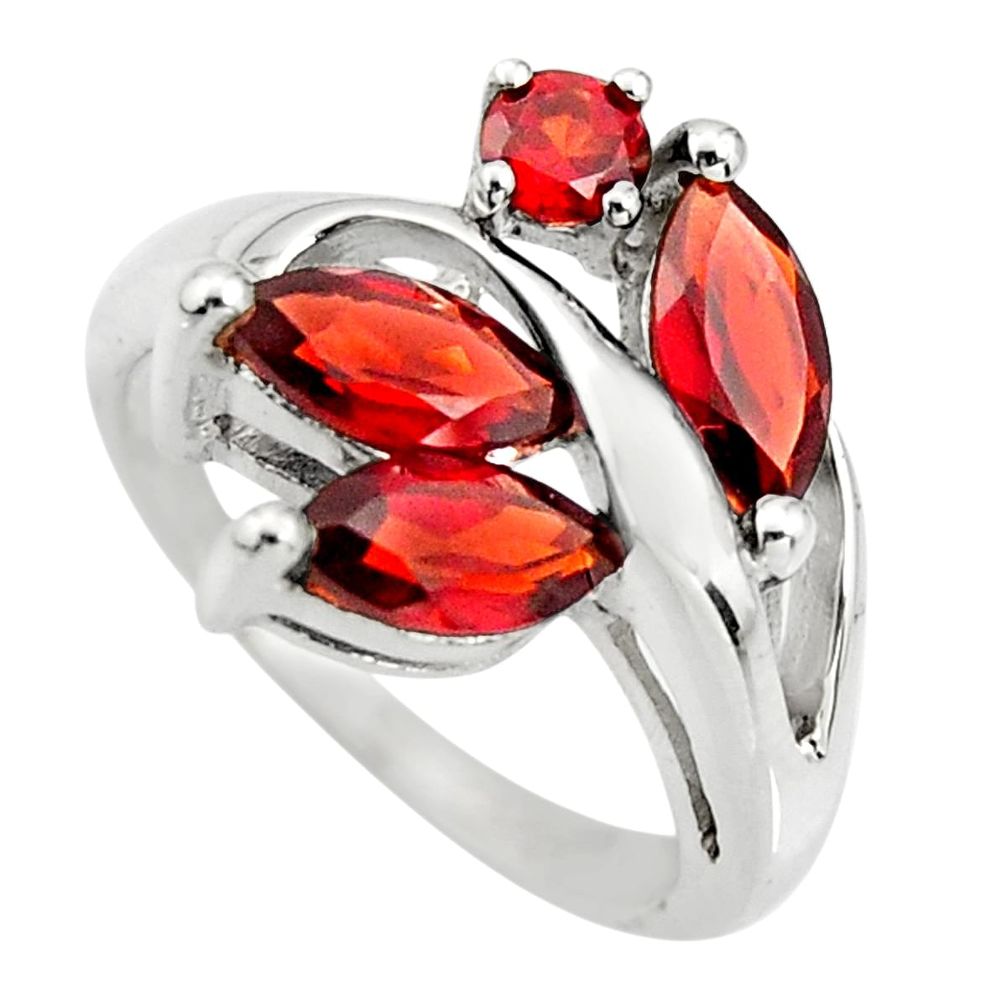 925 sterling silver 6.40cts natural red garnet ring jewelry size 5.5 r25495
