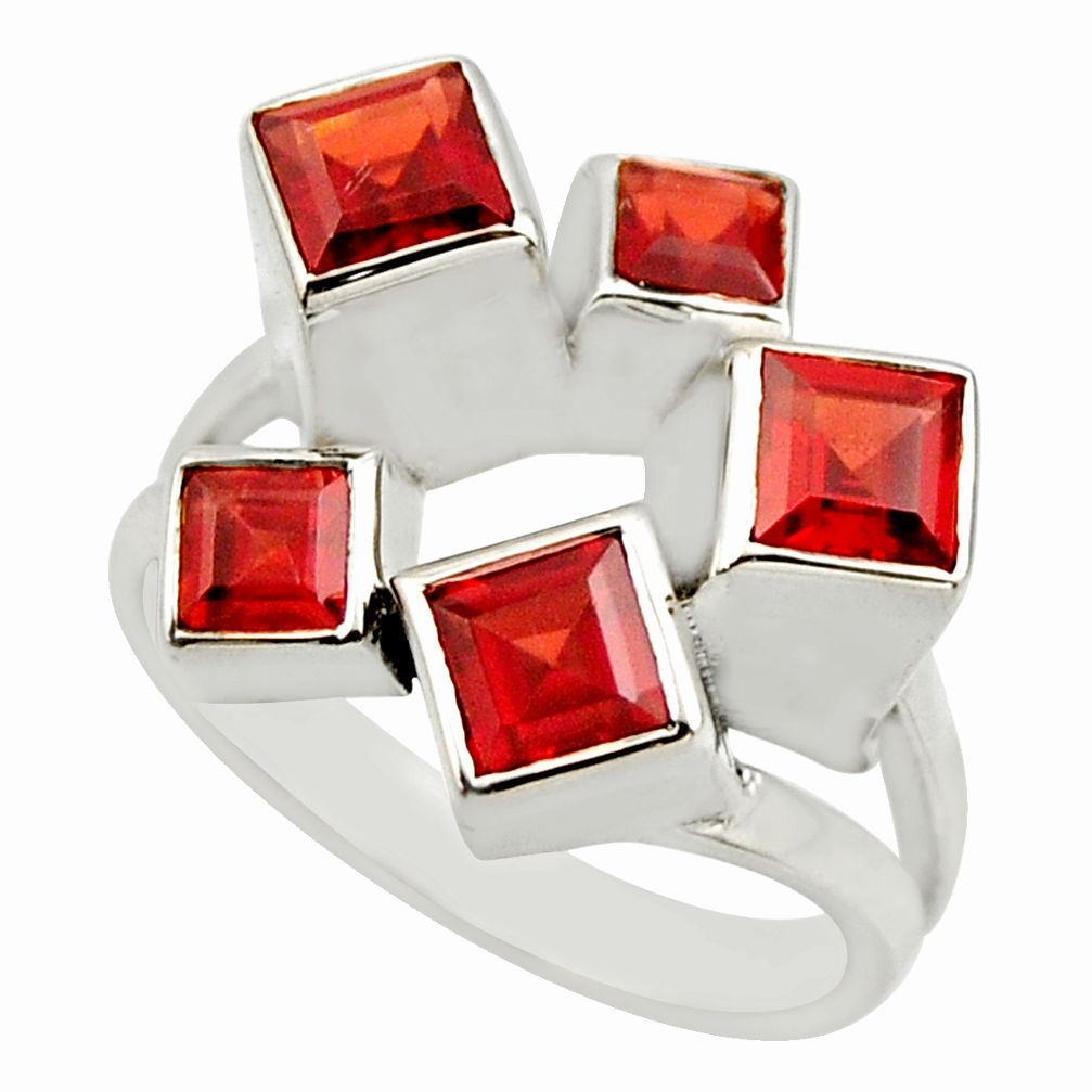 925 sterling silver 4.72cts natural red garnet ring jewelry size 8.5 r25697