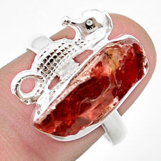 925 sterling silver 6.64cts natural red garnet rough seahorse ring size 9 u42105