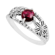 925 sterling silver 0.99cts natural red garnet round flower ring size 8.5 y54489