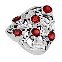 925 sterling silver 3.56cts natural red garnet round ring jewelry size 7 y80845