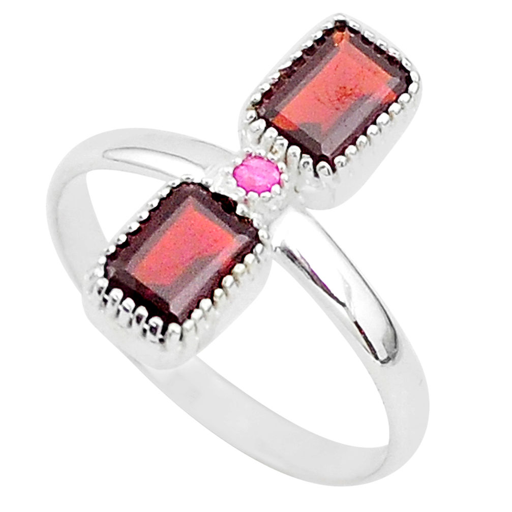 925 sterling silver 3.29cts natural red garnet ruby ring jewelry size 10 t5594