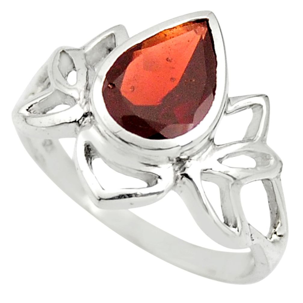 925 sterling silver 2.92cts natural red garnet solitaire ring size 6.5 r25896