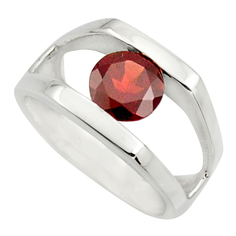 925 sterling silver 2.52cts natural red garnet solitaire ring size 5.5 r25916