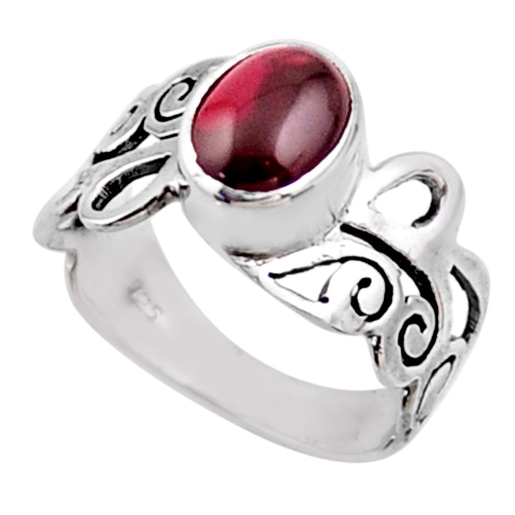 925 sterling silver 3.19cts natural red garnet solitaire ring size 8.5 r54684