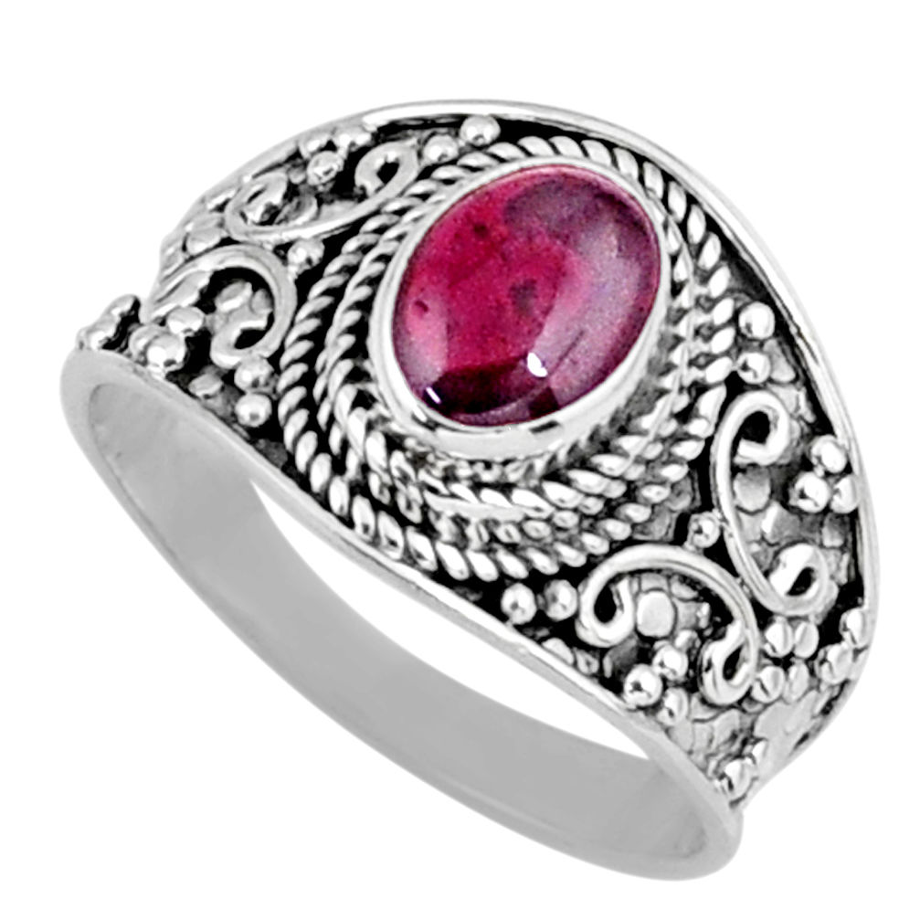 925 sterling silver 2.08cts natural red garnet solitaire ring size 8.5 r58652