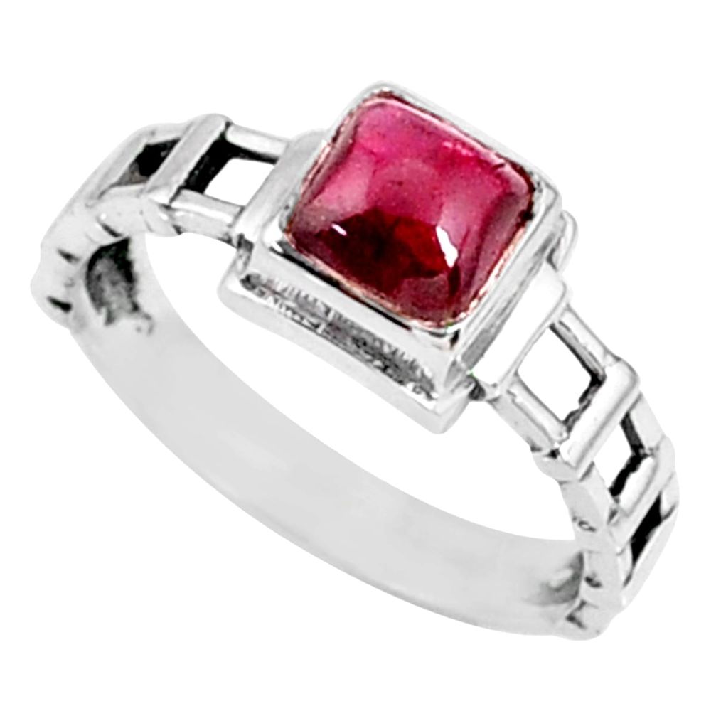 925 sterling silver 1.39cts natural red garnet solitaire ring size 8.5 r68732