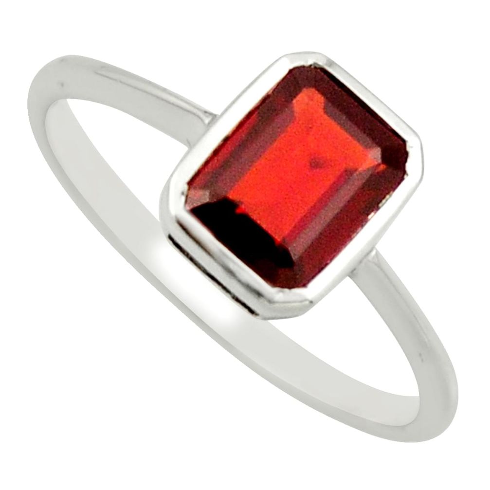 925 sterling silver 2.16cts natural red garnet solitaire ring size 6 r25654