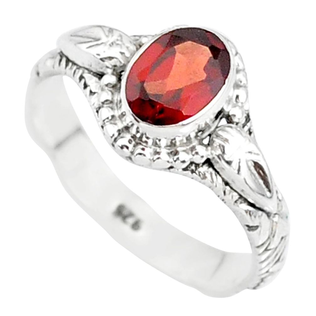 925 sterling silver 1.46cts natural red garnet solitaire ring size 8 r85608