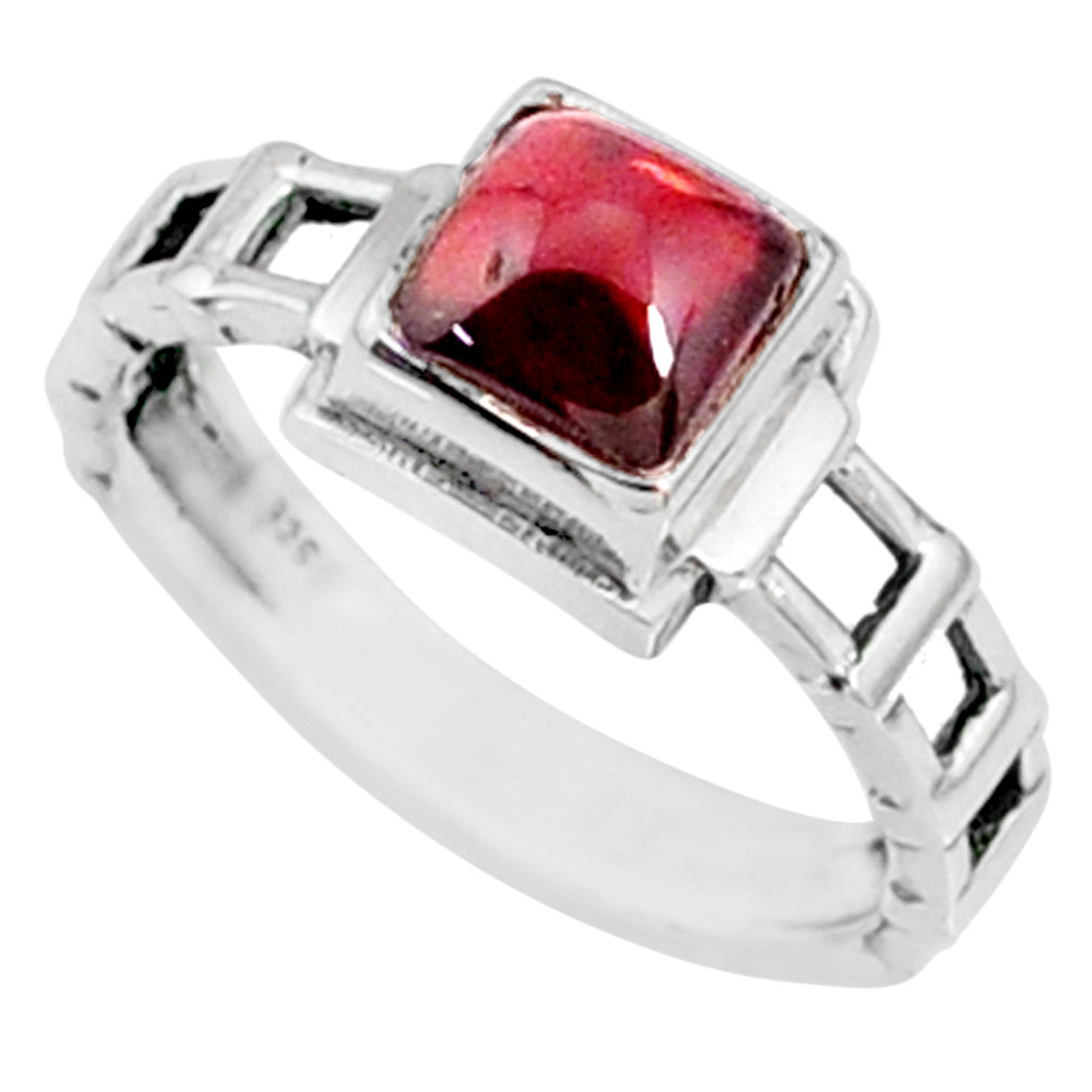 925 sterling silver 1.45cts natural red garnet solitaire ring size 9 r68728