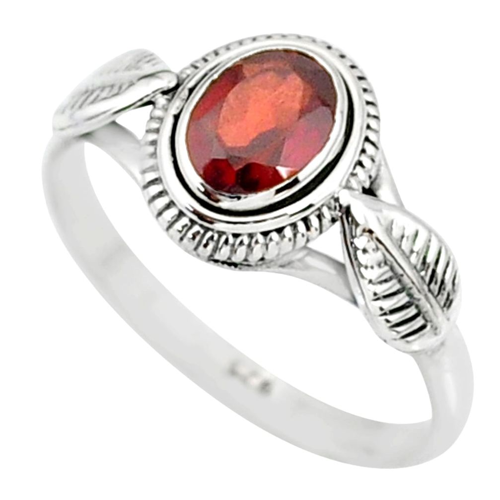 925 sterling silver 1.47cts natural red garnet solitaire ring size 9 r85637