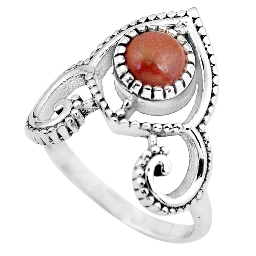 925 sterling silver 1.28cts natural red jasper solitaire ring size 8.5 p57824