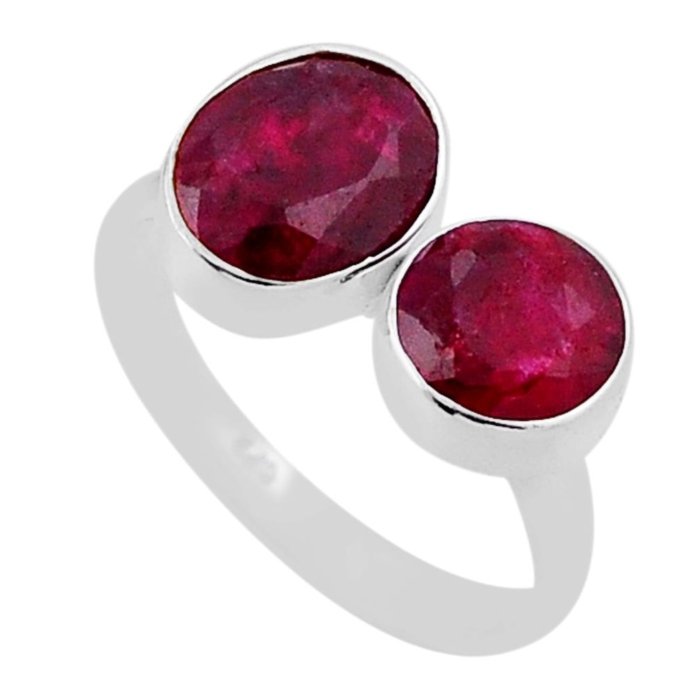 925 sterling silver 3.59cts natural red ruby adjustable ring size 7.5 n38823