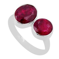925 sterling silver 3.59cts natural red ruby adjustable ring size 7.5 n38823