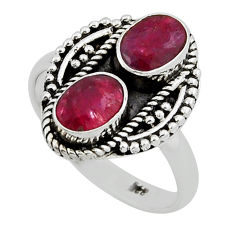 925 sterling silver 1.53cts natural red ruby oval ring jewelry size 7.5 n38363