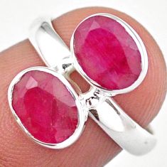 925 sterling silver 3.93cts natural red ruby oval ring jewelry size 5.5 u8710
