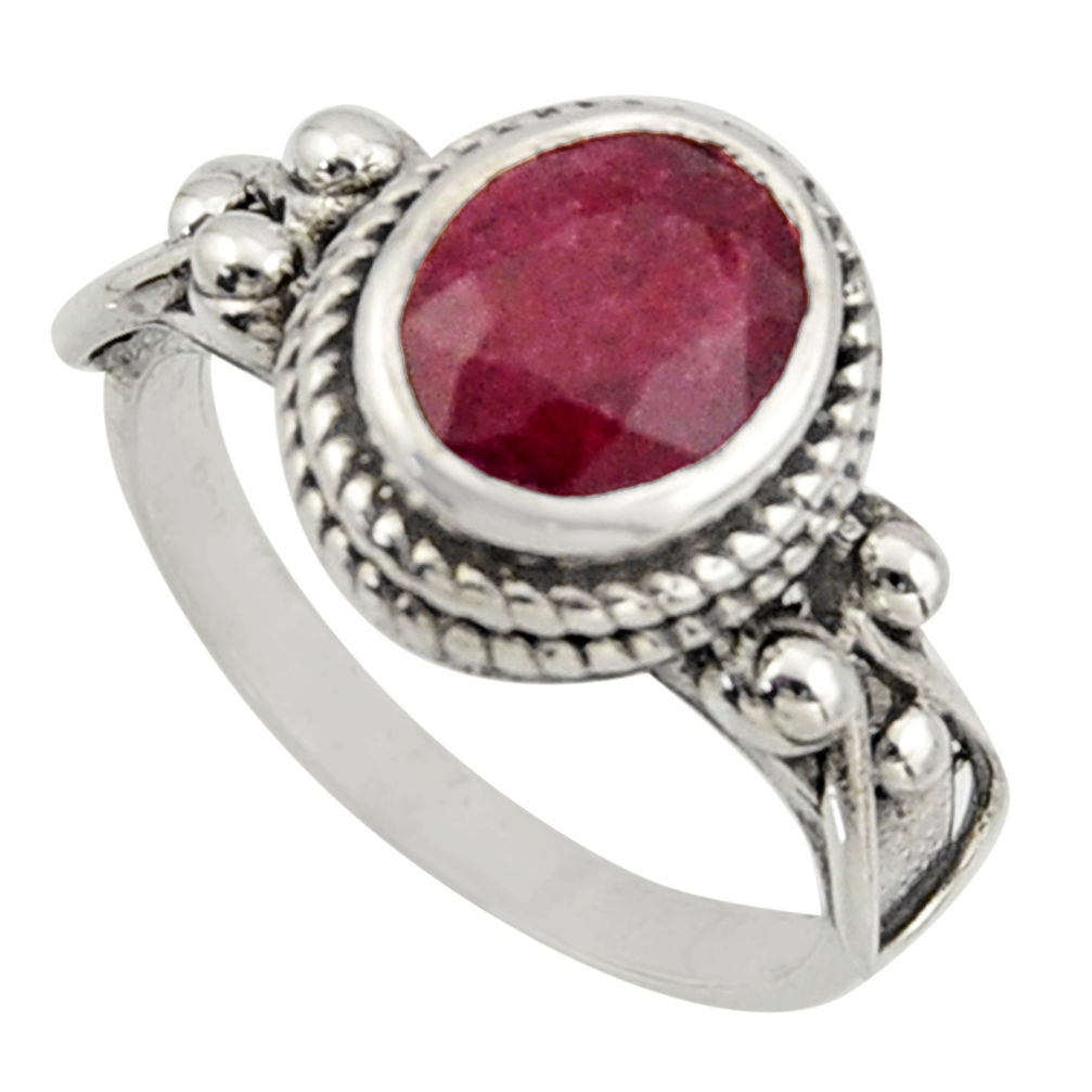 925 sterling silver 3.37cts natural red ruby oval solitaire ring size 7 r40989
