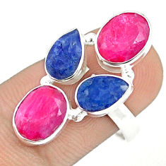 925 sterling silver 9.05cts natural red ruby sapphire ring jewelry size 8 u32252
