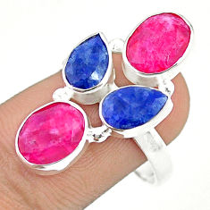 925 sterling silver 9.56cts natural red ruby sapphire ring jewelry size 8 u32272