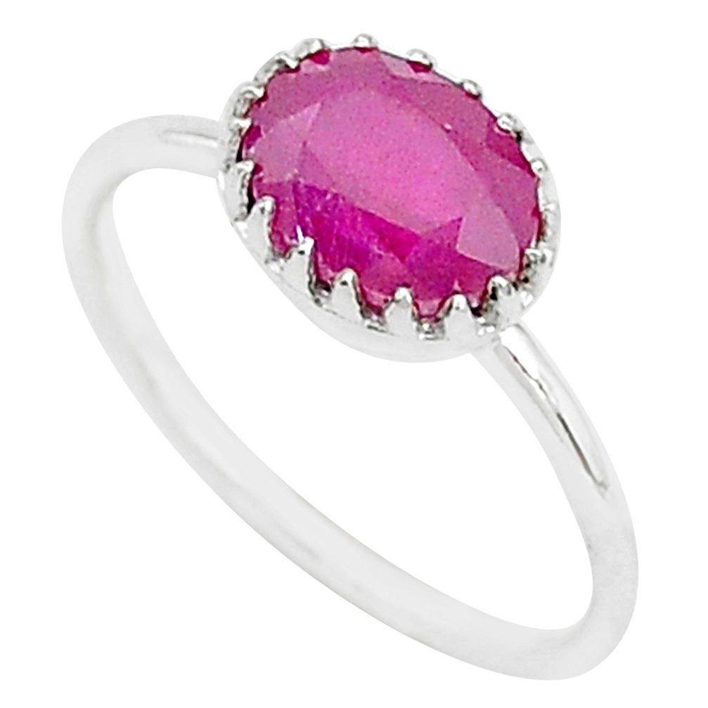 925 sterling silver 1.82cts natural red ruby solitaire ring jewelry size 7 t5228