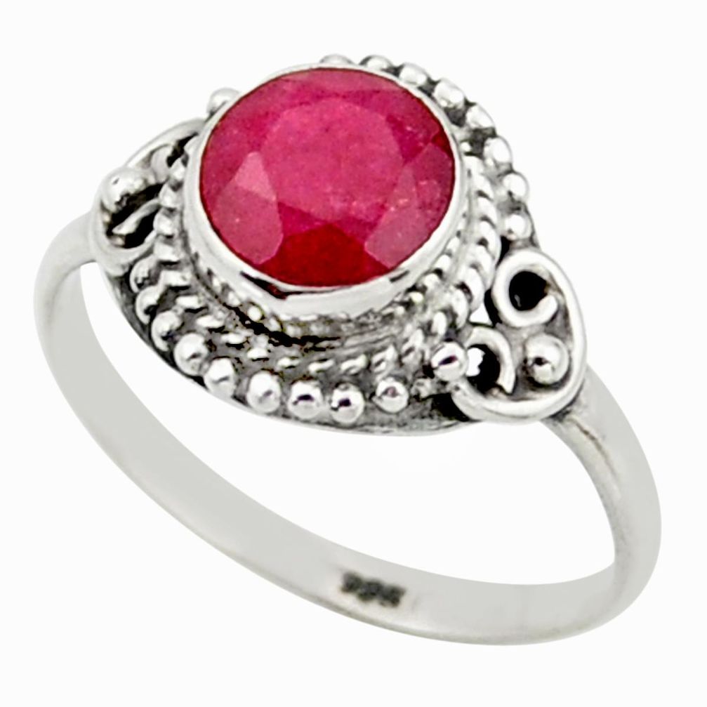 925 sterling silver 2.38cts natural red ruby solitaire ring size 7.5 r41409