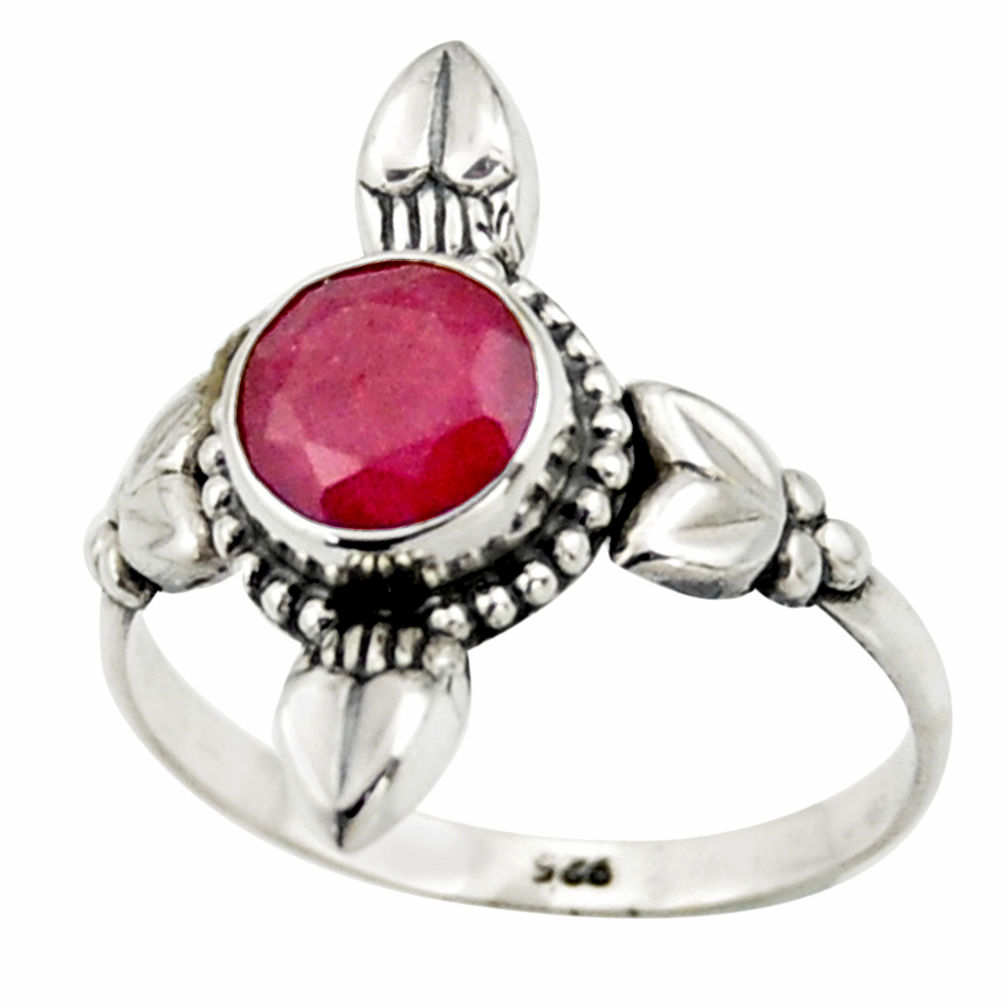 925 sterling silver 2.72cts natural red ruby solitaire ring size 8.5 r41432