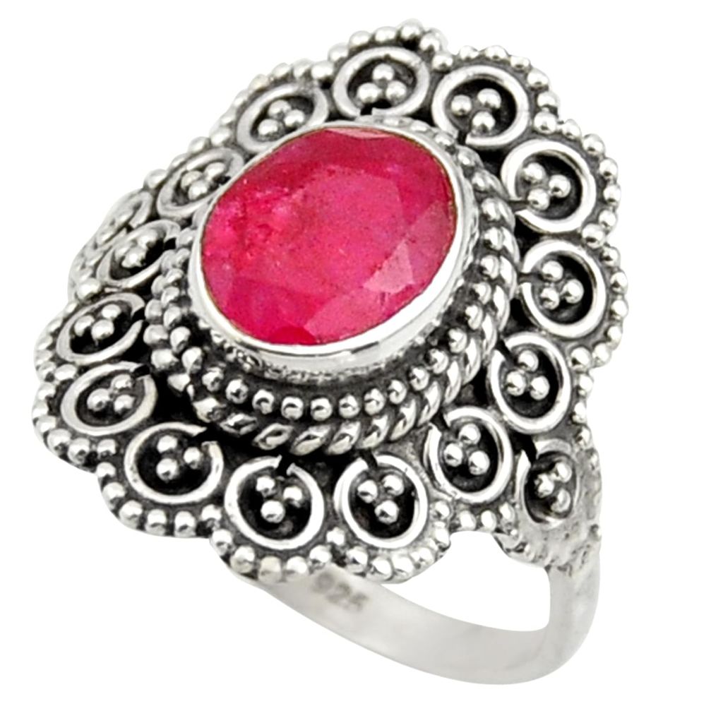 925 sterling silver 3.25cts natural red ruby solitaire ring size 8 r41791