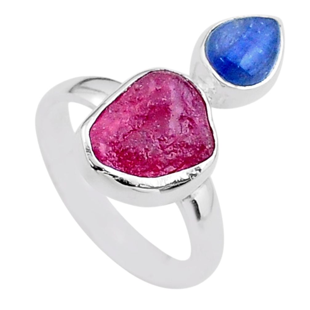 925 sterling silver 8.06cts natural ruby raw fancy kyanite ring size 8 t48975