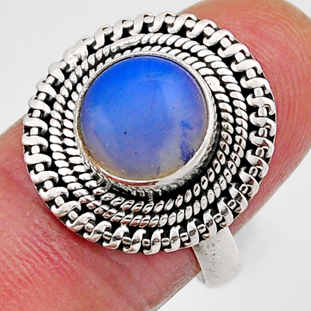 925 sterling silver 5.54cts natural white opalite ring jewelry size 8 n12816