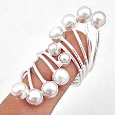 925 sterling silver 7.91cts natural white pearl round ring jewelry size 9 t92164