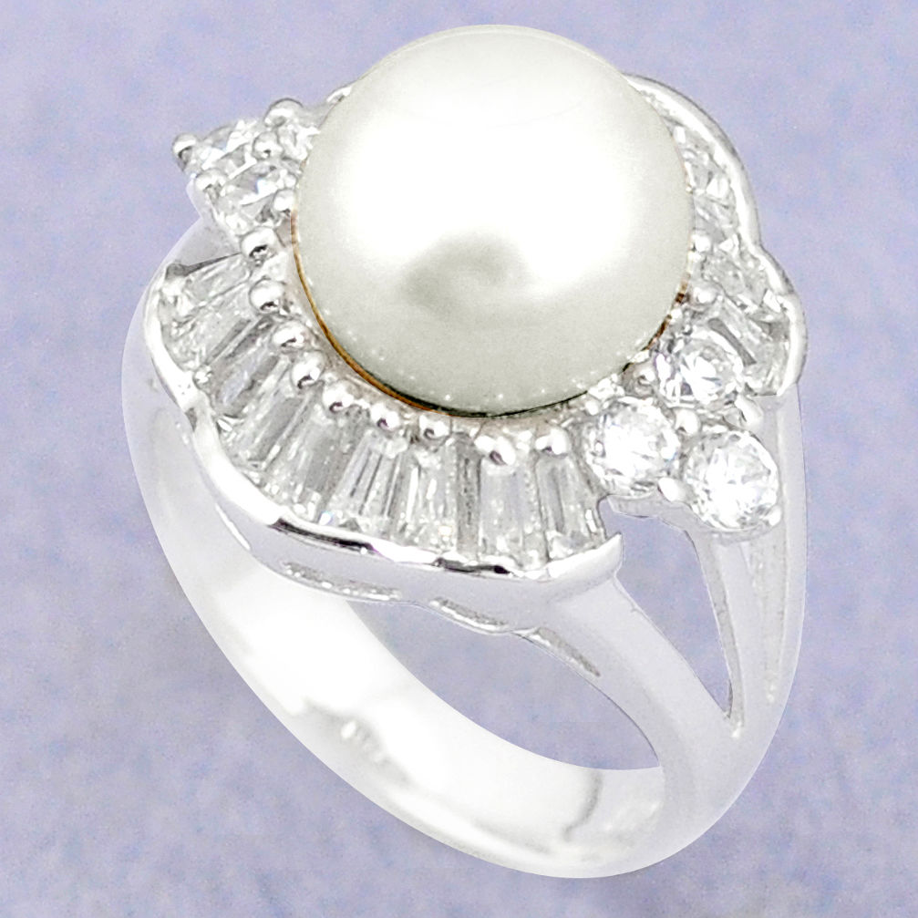 925 sterling silver natural white pearl topaz ring jewelry size 6 c25233