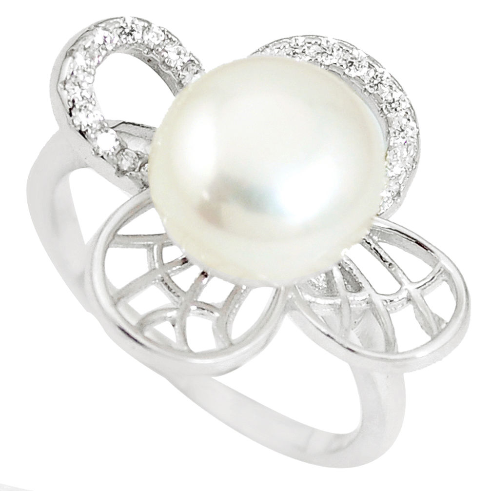 925 sterling silver 5.53cts natural white pearl topaz ring jewelry size 8 c25433