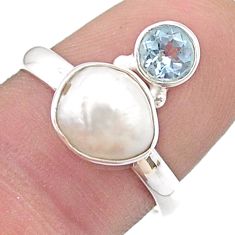 925 sterling silver 4.87cts natural white pearl topaz ring jewelry size 8 u48103