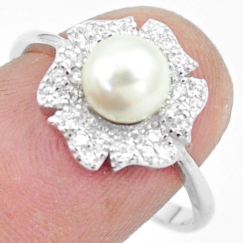 925 sterling silver 2.42cts natural white pearl white topaz ring size 7.5 c25002