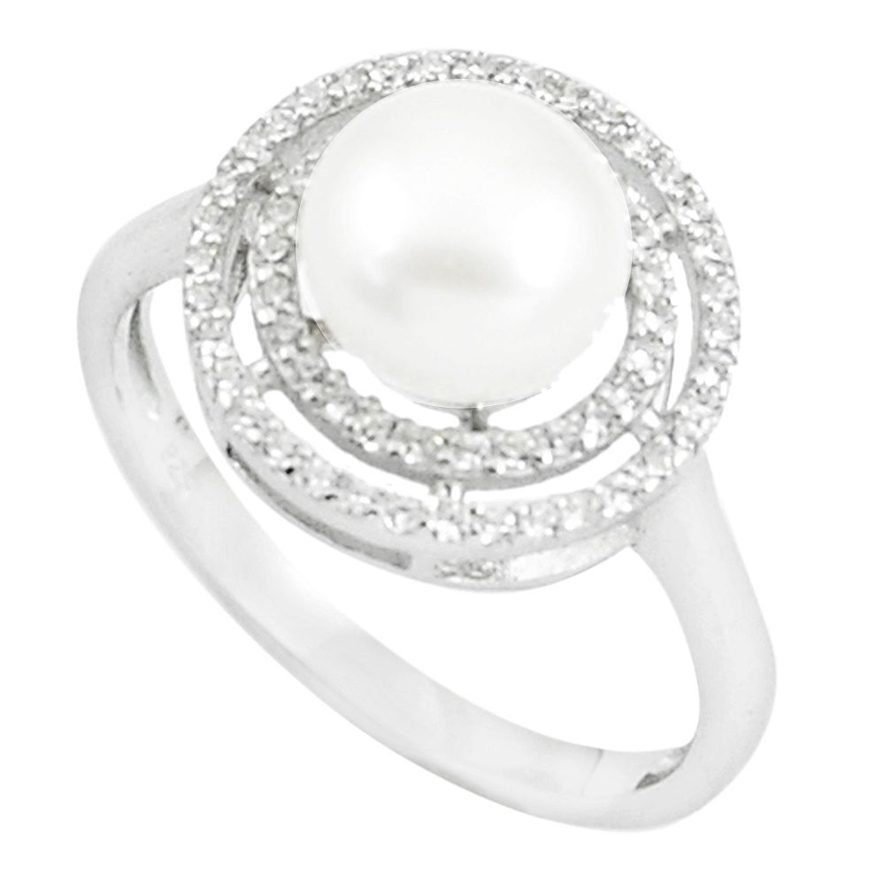 LAB 925 sterling silver 3.91cts natural white pearl white topaz ring size 7.5 c25115