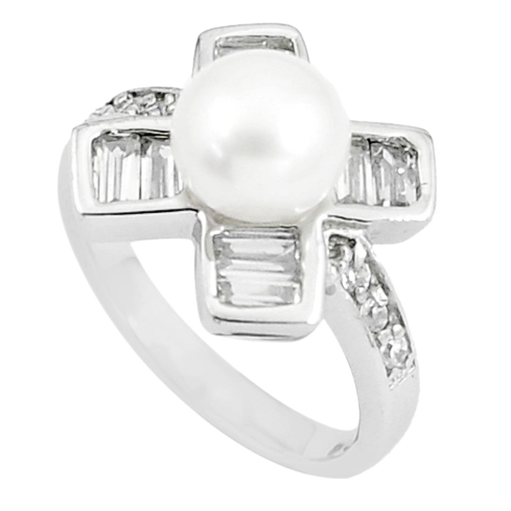 LAB 925 sterling silver 6.31cts natural white pearl white topaz ring size 6 c25395