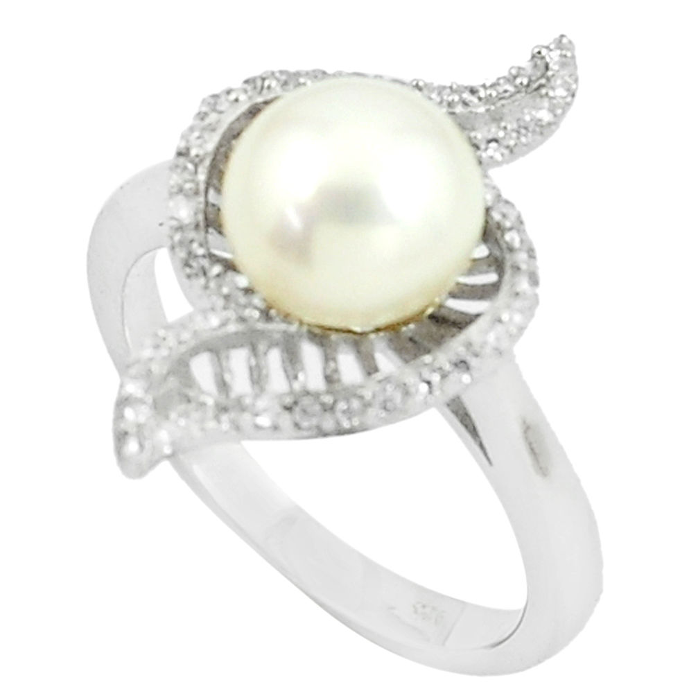 LAB 925 sterling silver 4.47cts natural white pearl white topaz ring size 7 c25365