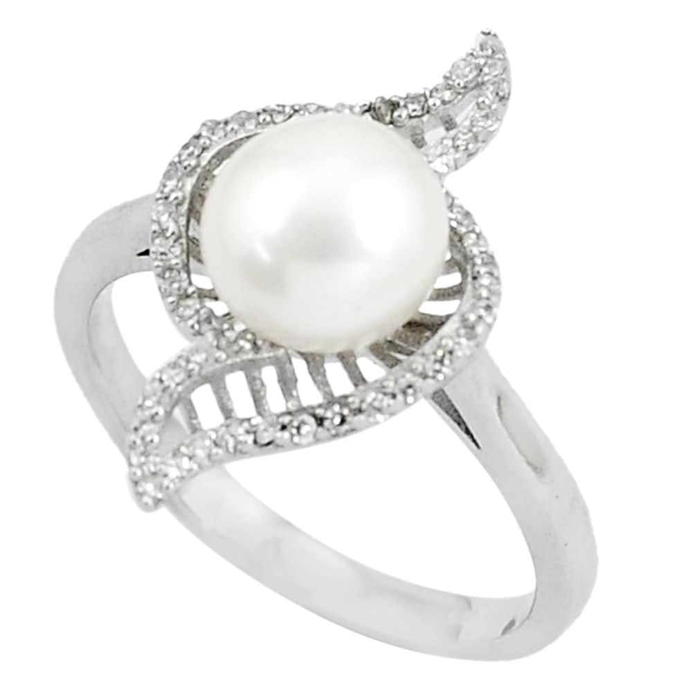 925 sterling silver 5.23cts natural white pearl white topaz ring size 9 c25178