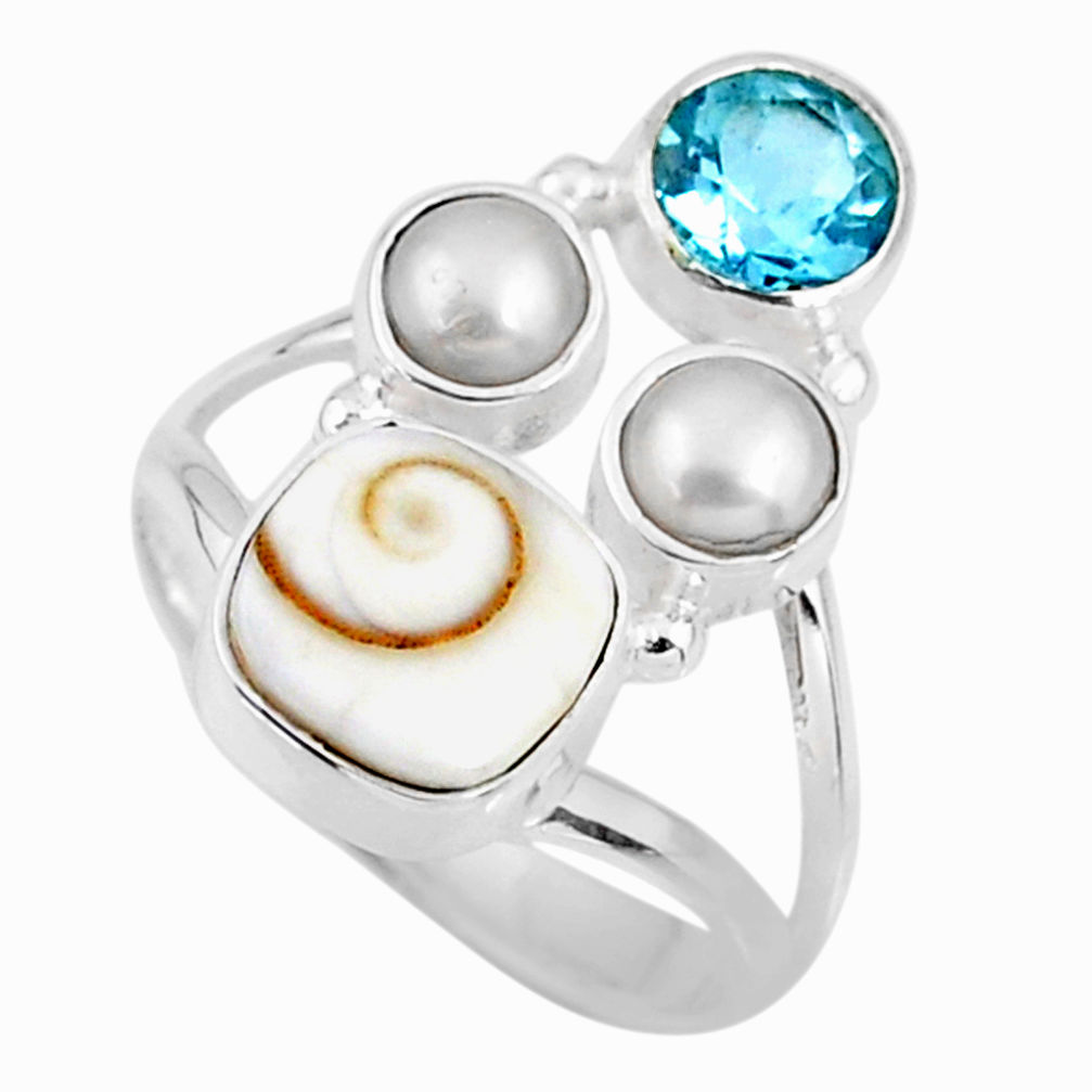 925 sterling silver 6.25cts natural white shiva eye topaz ring size 8 r57556