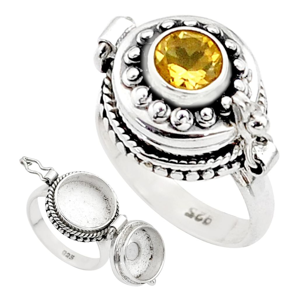925 sterling silver 1.24cts natural yellow citrine poison box ring size 7 t73244