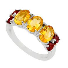 925 sterling silver 5.07cts natural yellow citrine red garnet ring size 7 y79038