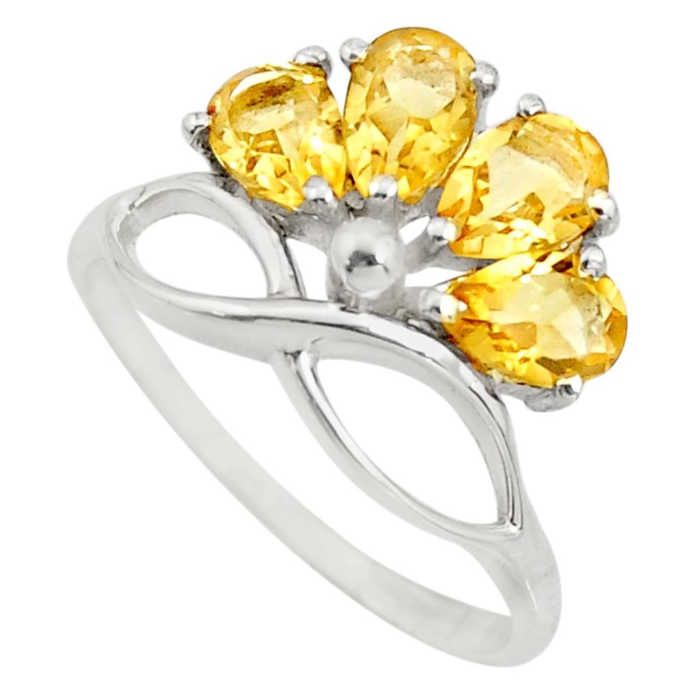 925 sterling silver 4.28cts natural yellow citrine ring jewelry size 5.5 r25395