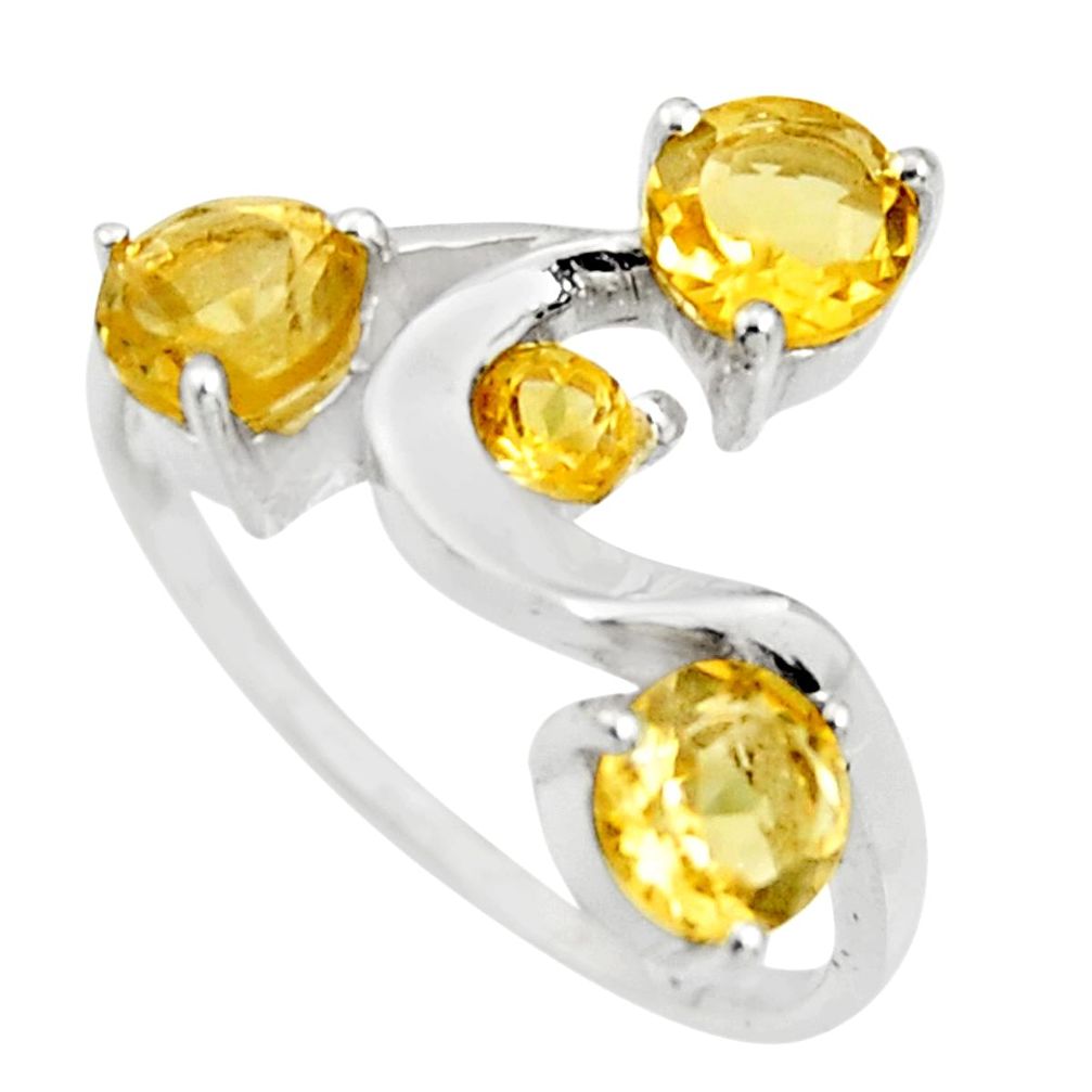 925 sterling silver 2.93cts natural yellow citrine ring jewelry size 7.5 r25414